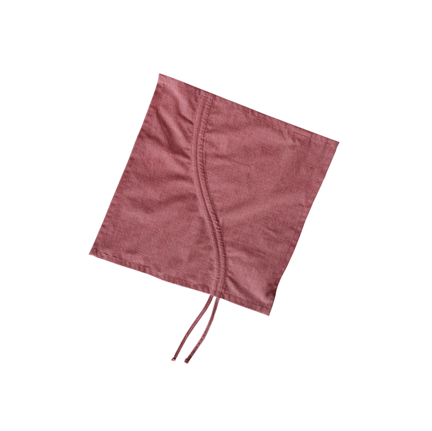 red mini checked cotton napkins showing adjustable drawstring channel and handmade details