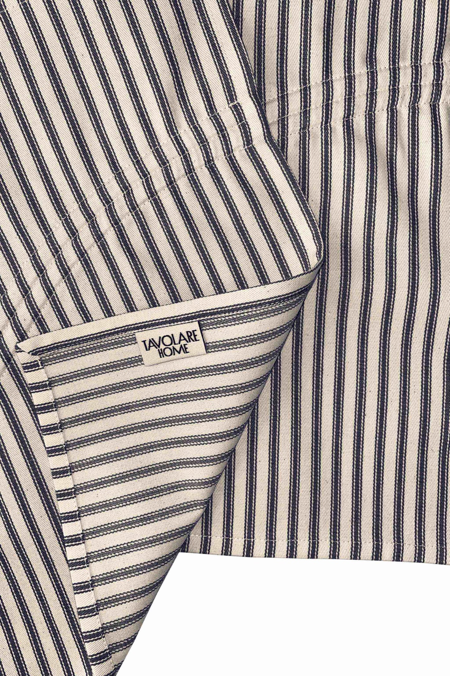 Eloisa Blue Stripes Cotton Napkins Set with Pleating Channels