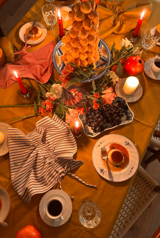 cotton napkins with drawstring handmade handcrafted stripes tablecloth mustard