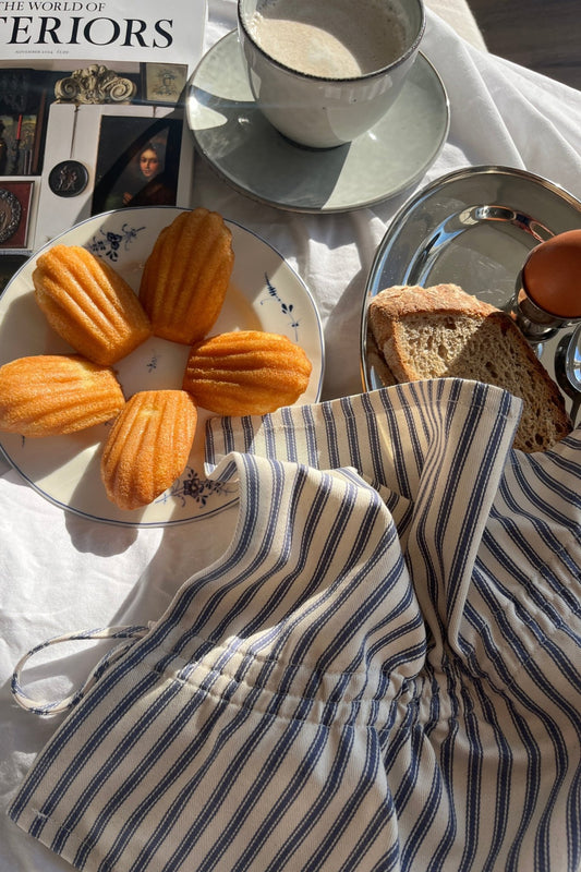 Eloisa Blue Stripes Cotton Napkins Set with Pleating Channels
