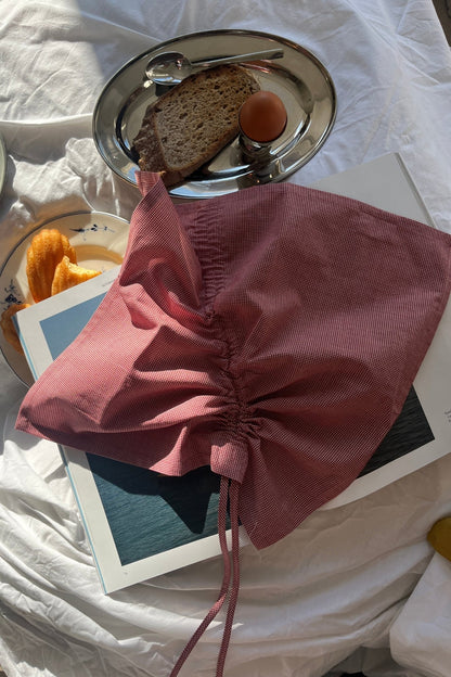 Eloisa Red Mini-Check Cotton Napkins Set with Pleating Channels