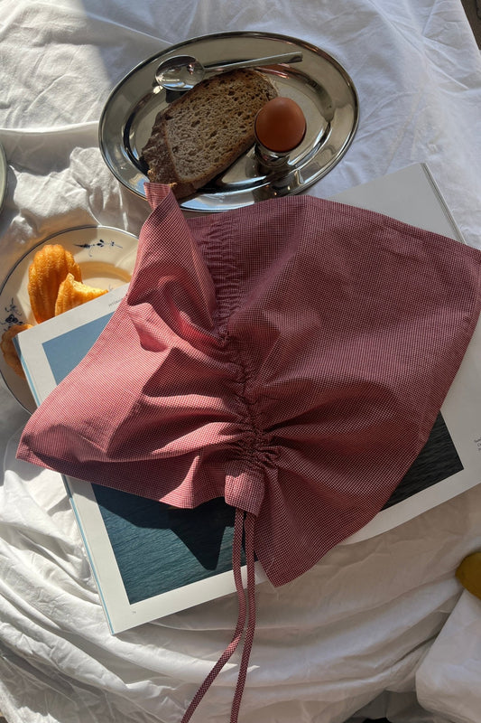 Eloisa Red Mini-Check Cotton Napkins Set with Pleating Channels