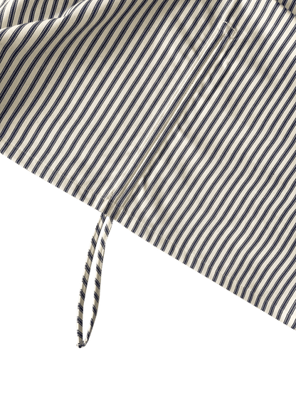 Eloisa Blue Stripes Cotton Tablecloth with Pleating Channels