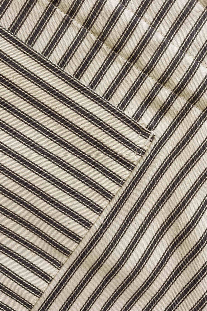Eloisa Blue Stripes Cotton Apron with Pleating Channels