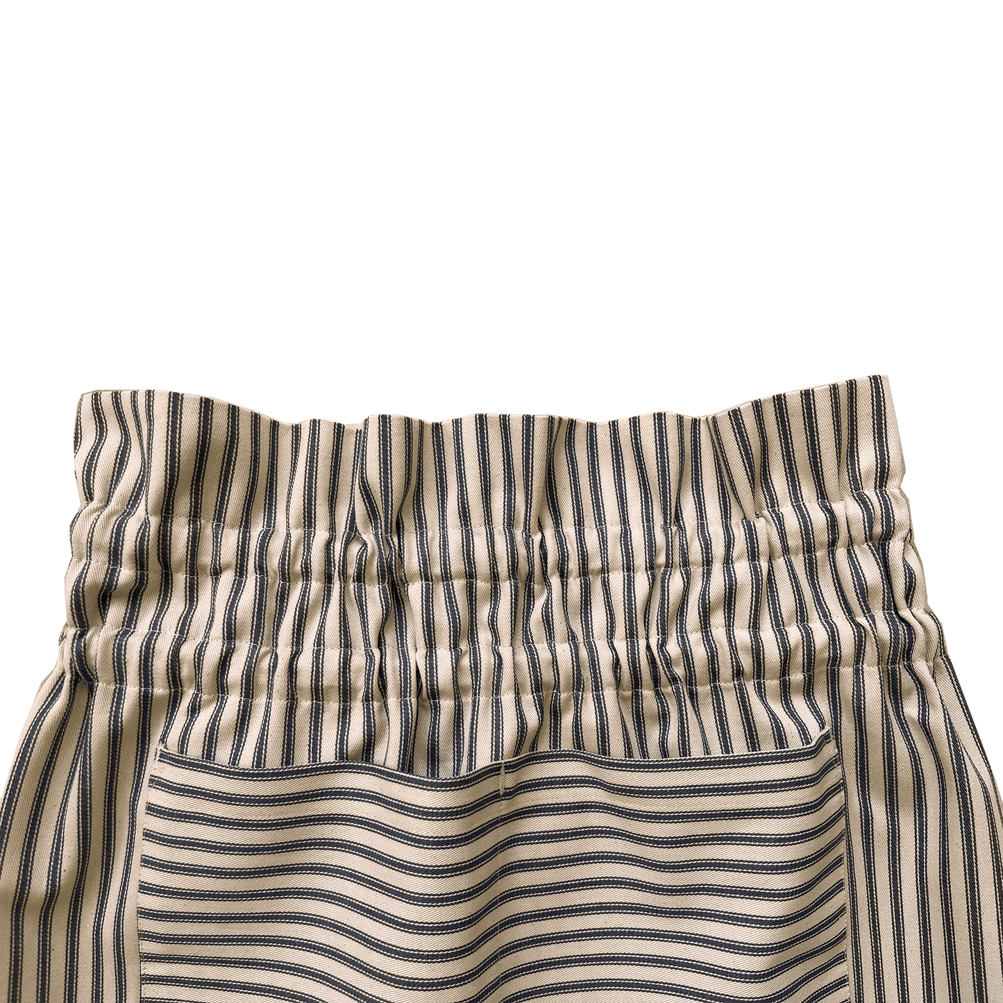 Eloisa Blue Stripes Cotton Apron with Pleating Channels