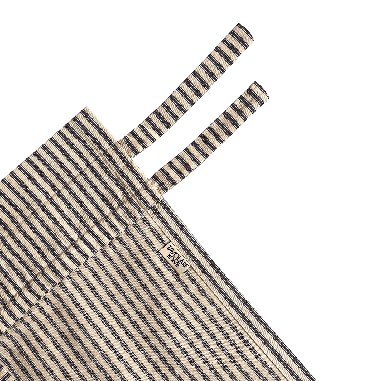 Eloisa Blue Stripes Cotton Apron with Pleating Channels