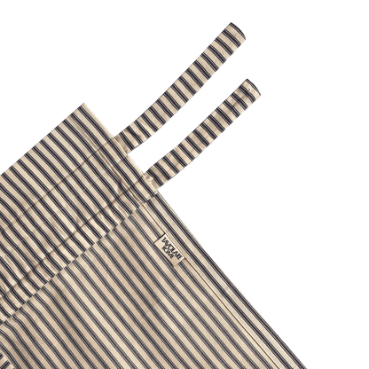 Eloisa Blue Stripes Cotton Apron with Pleating Channels