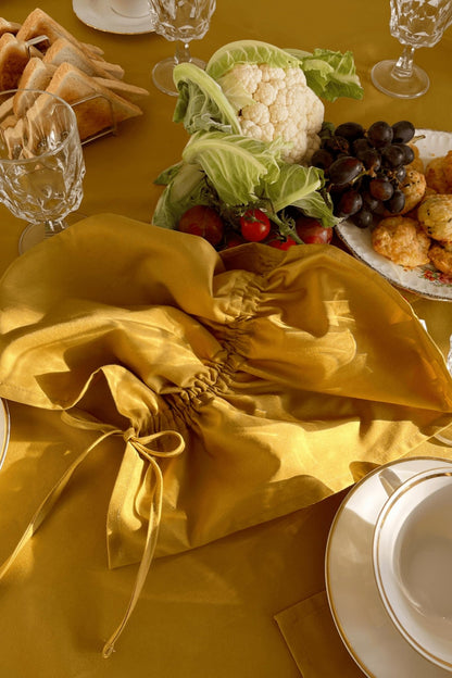 Eloisa Mustard Cotton Napkins Set with Pleating Channels