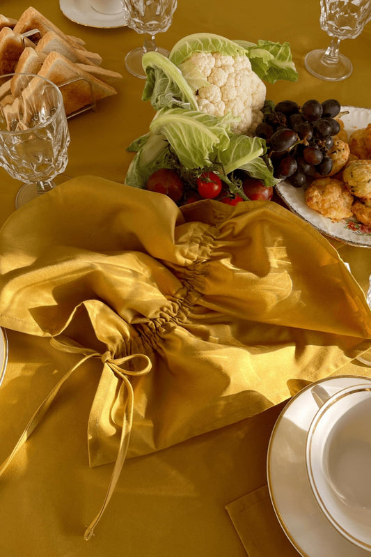 Eloisa Mustard Cotton Napkins Set with Pleating Channels